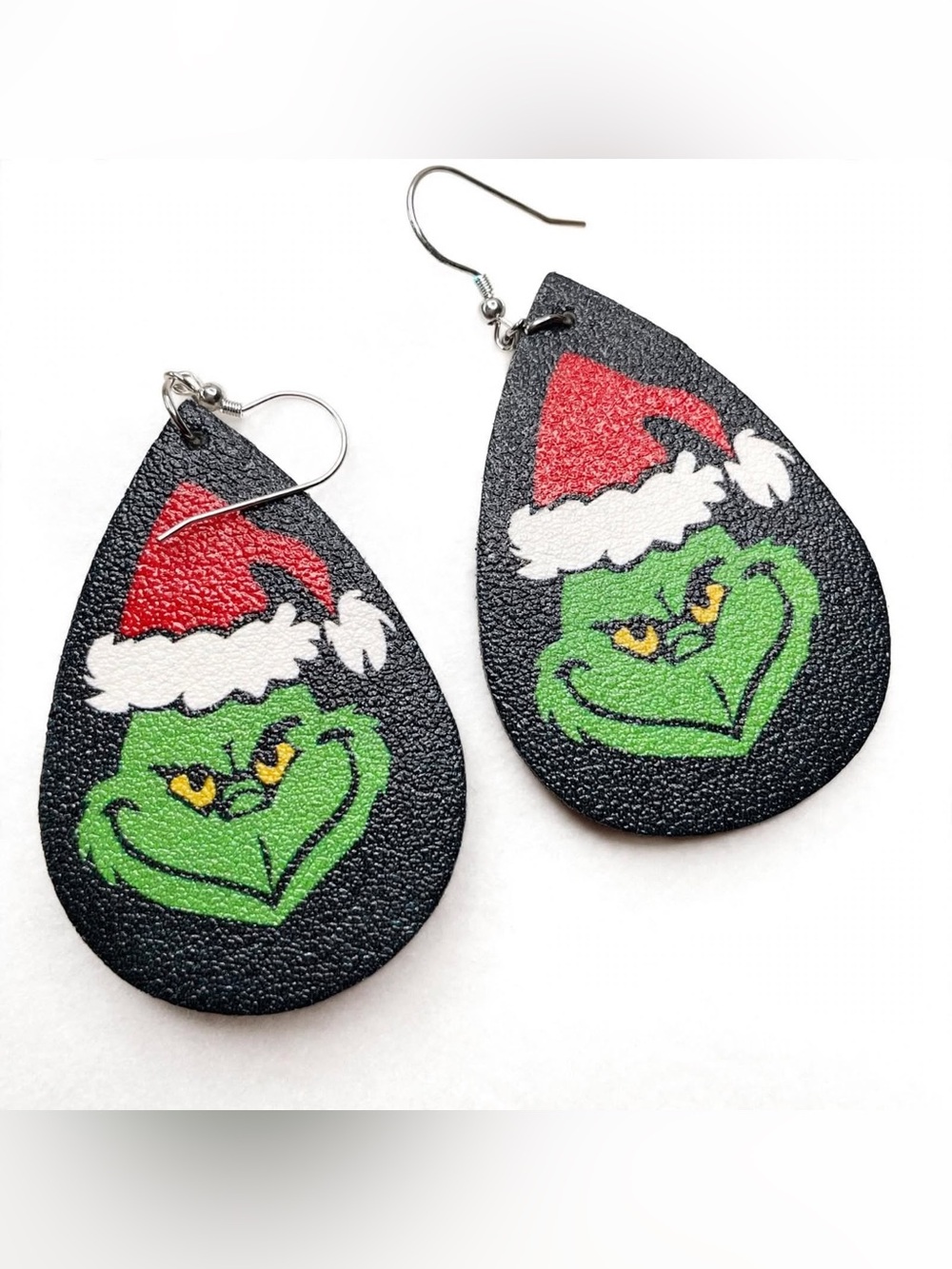 Santa's Mischief: Handmade Leather Teardrop Earrings